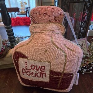 Pink Beaded Love Potion Decorative Pillow